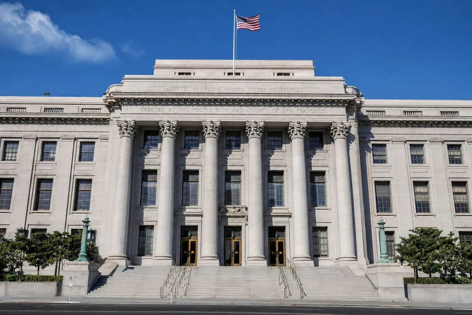 Exterior of the San Francisco federal courthouse where Judge William H. Orrick is presiding over the OpenAI copyright lawsuit hearing on August 10, 2026.